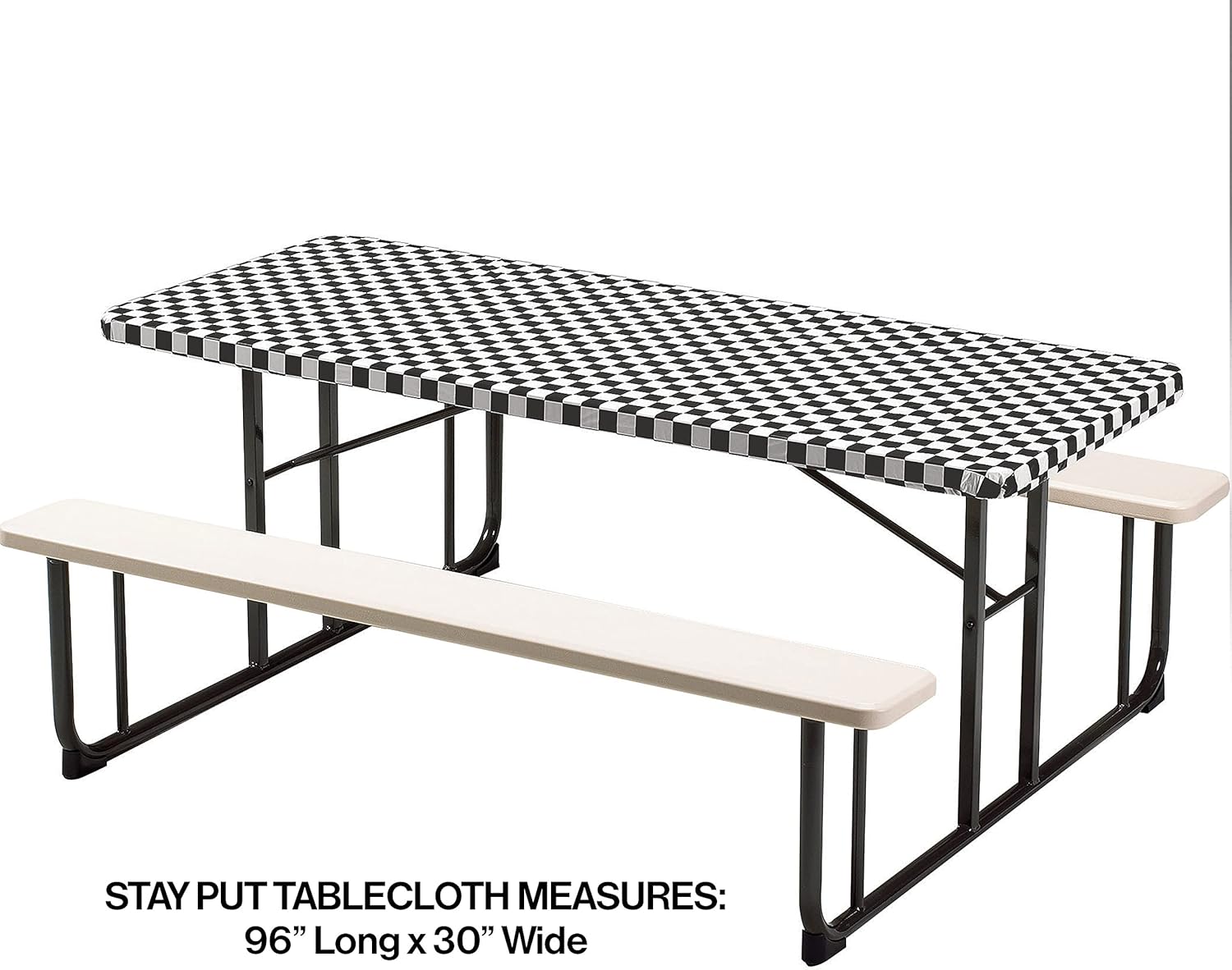 Creative Converting 37427 Black Checkered Plastic Table Cover 30x96