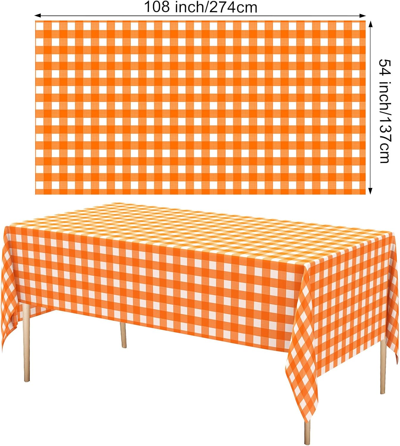6 Pcs Disposable Plaid Tablecloth for Picnic and Events