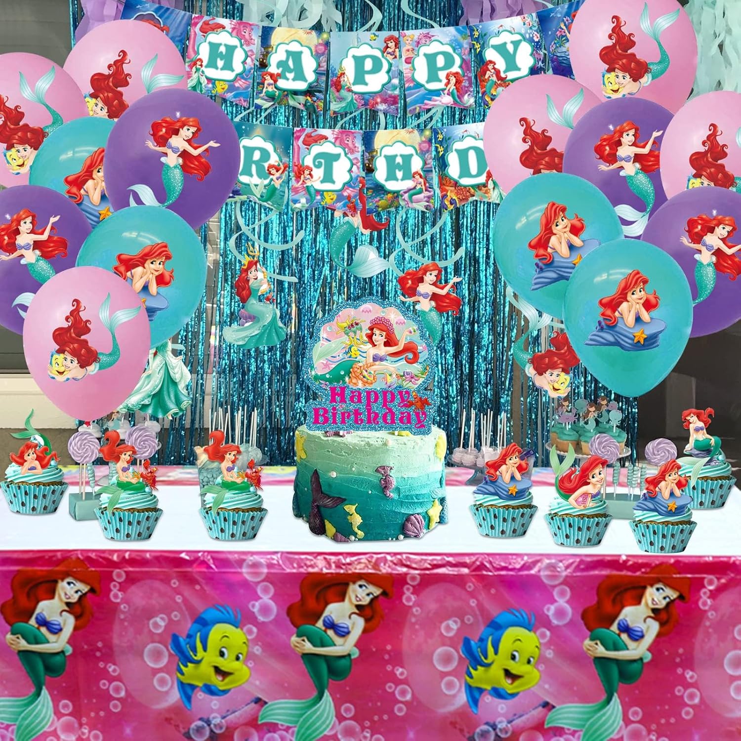 Ariel Birthday Party Decorations Set for Girls