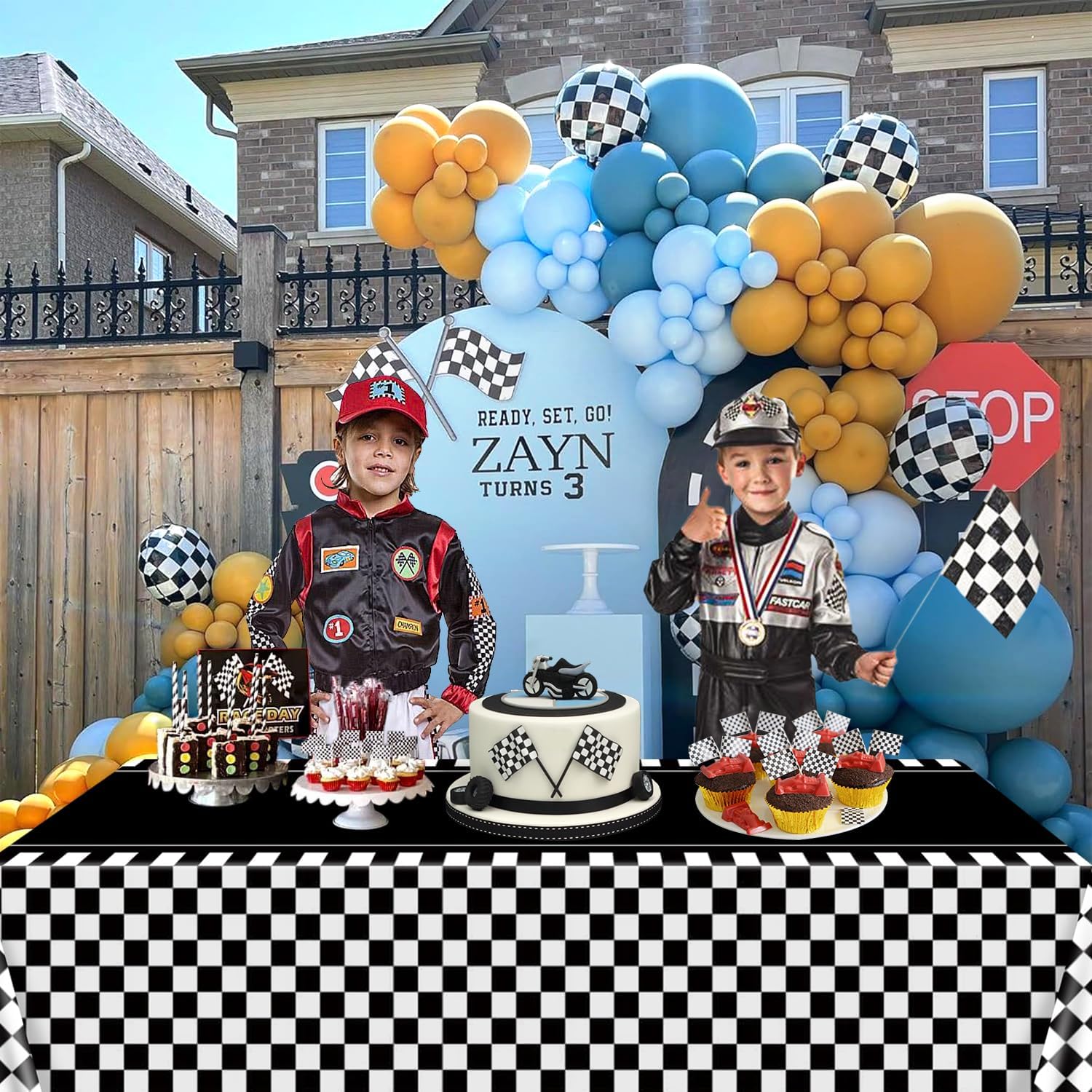 4 Pcs Racing Car Tablecloths for Birthday Party Decorations