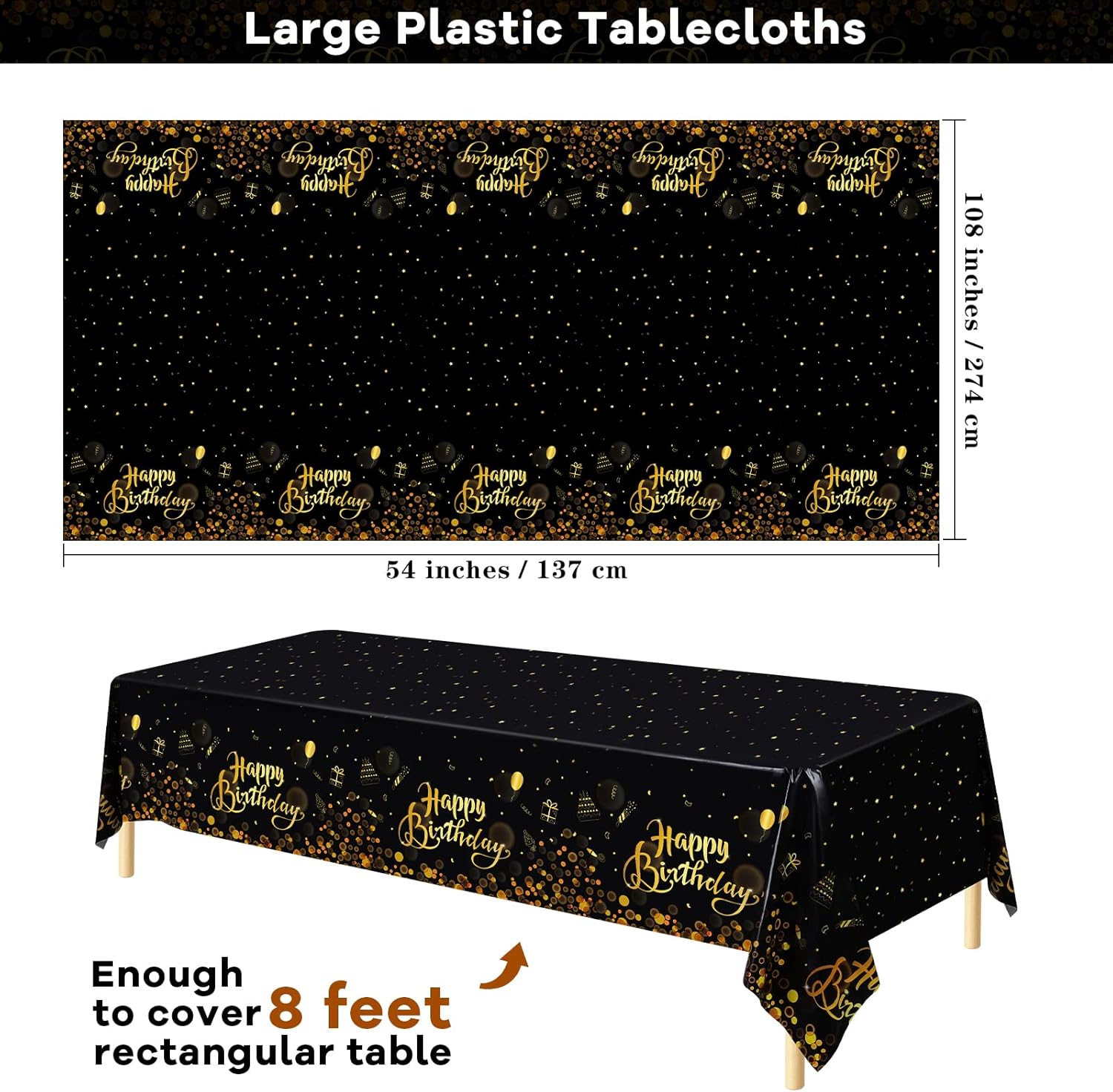 TURSTIN 2 Pack Happy Birthday Tablecloths