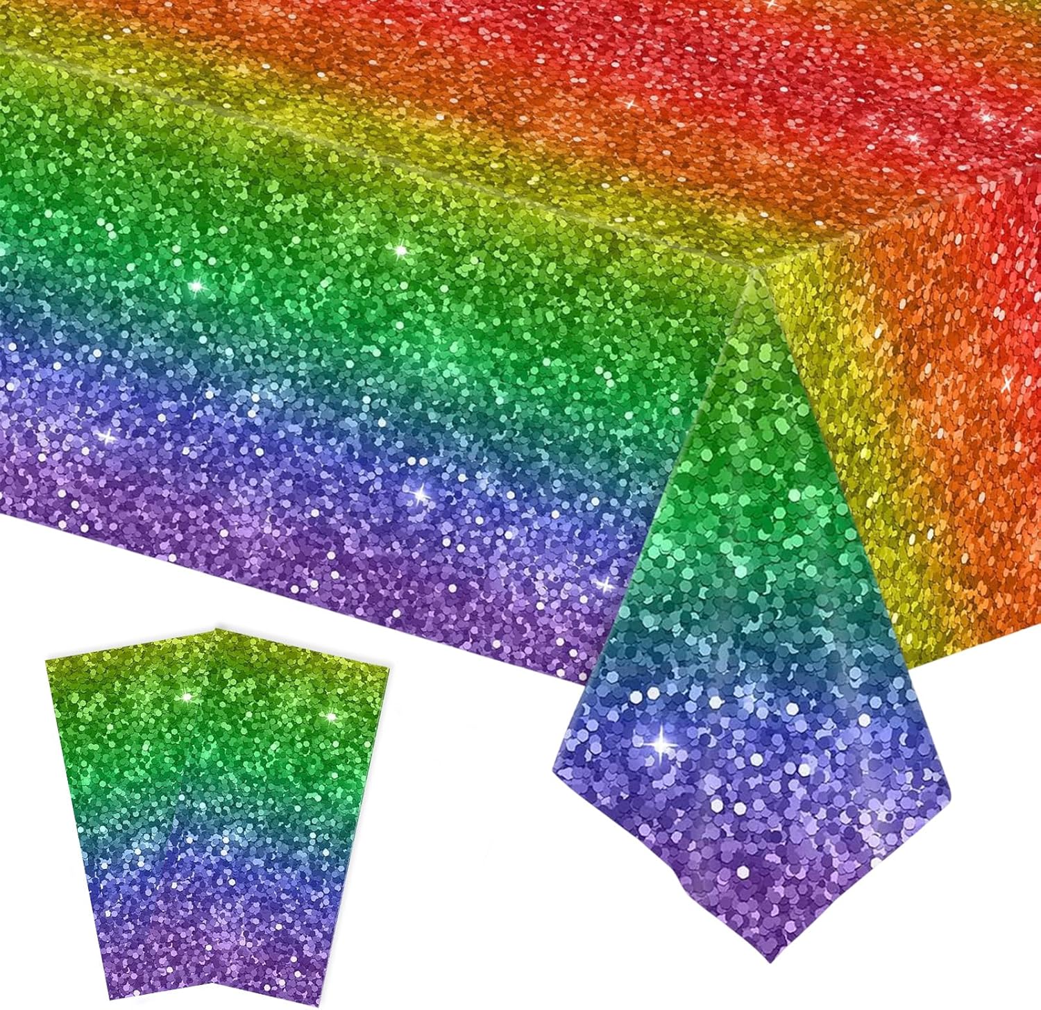 2 Pcs Rainbow Tablecloth for Birthday and Gay Pride Events