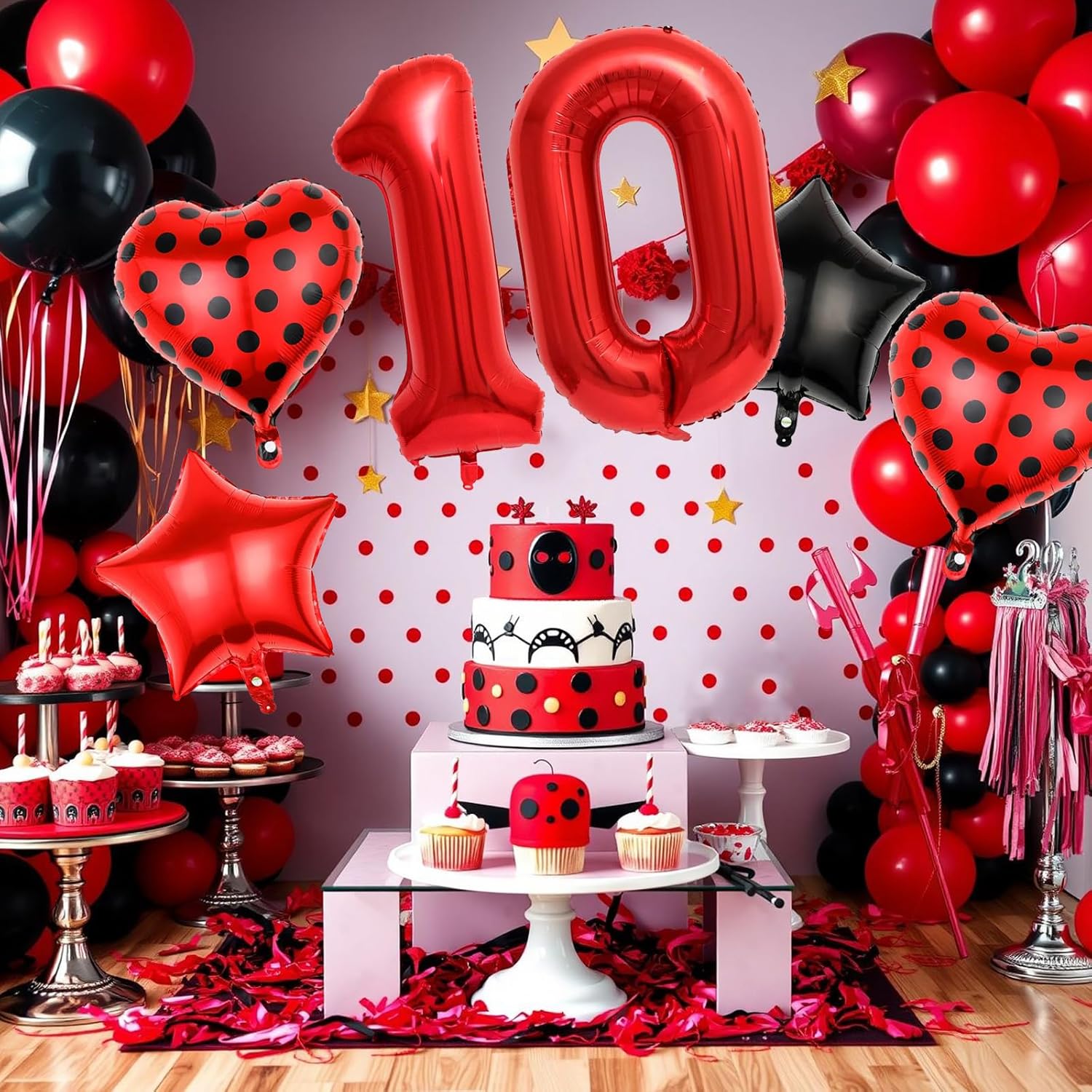 Red 10 Balloon Set for Birthday Party Decorations