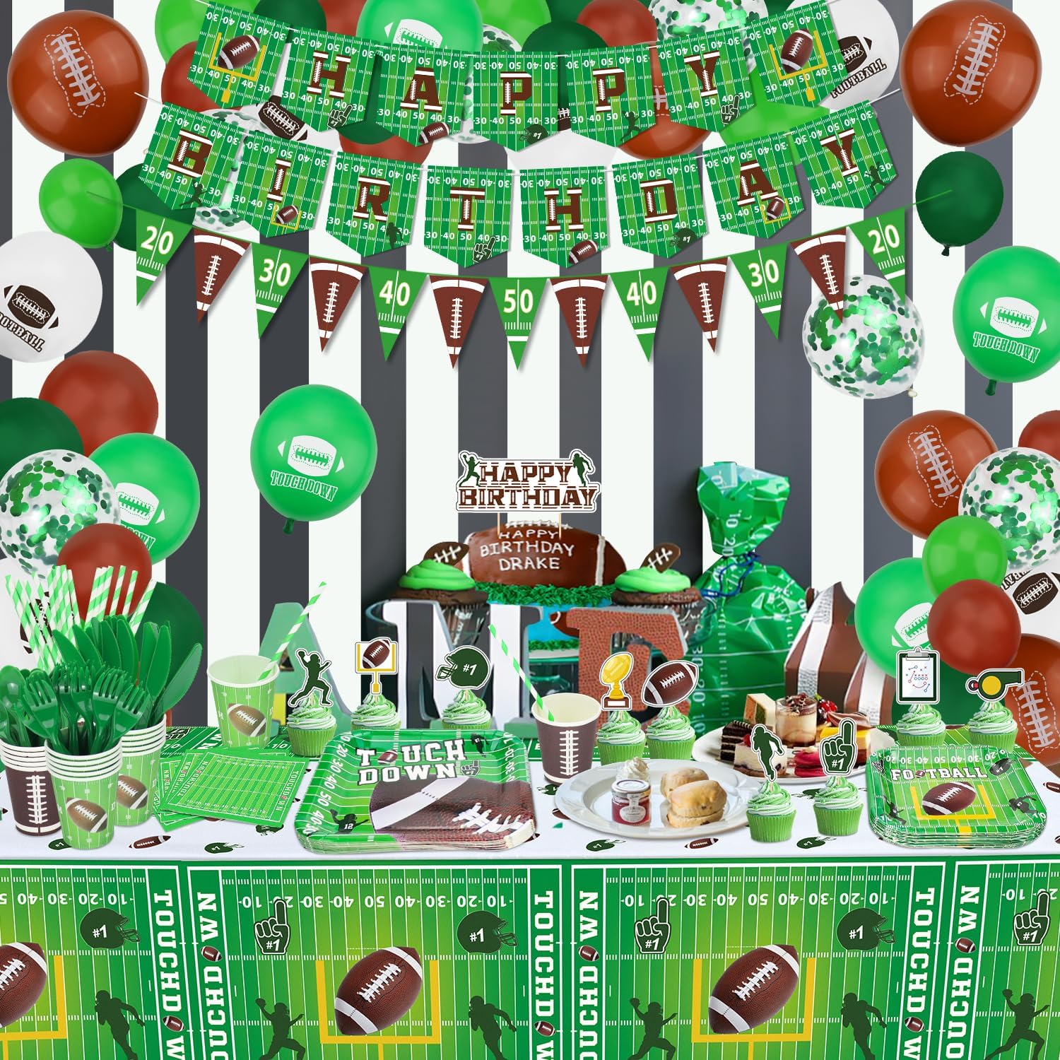 243 Pack Football Party Supplies for 20 Guests