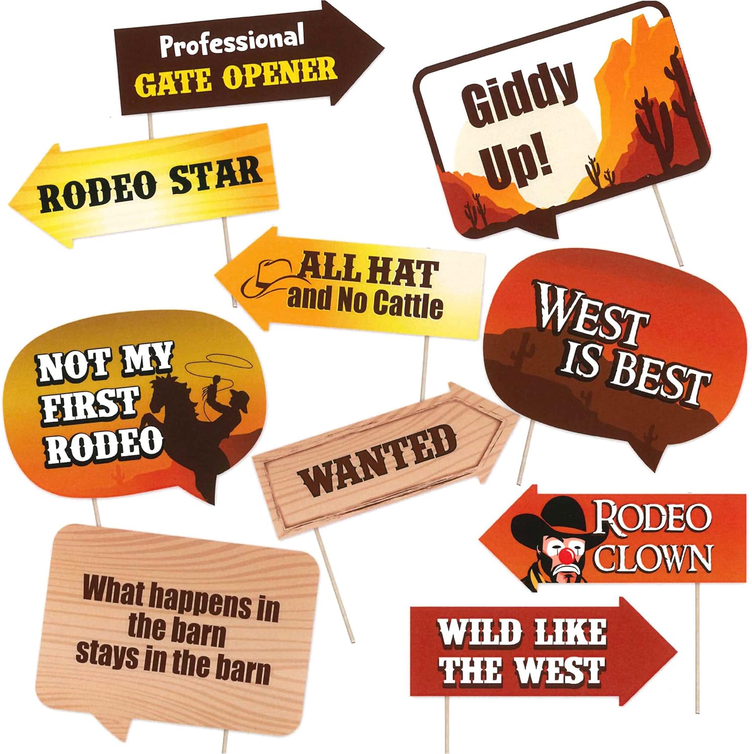 Western Cowboy Party Decorations Kit with Backdrop and Props