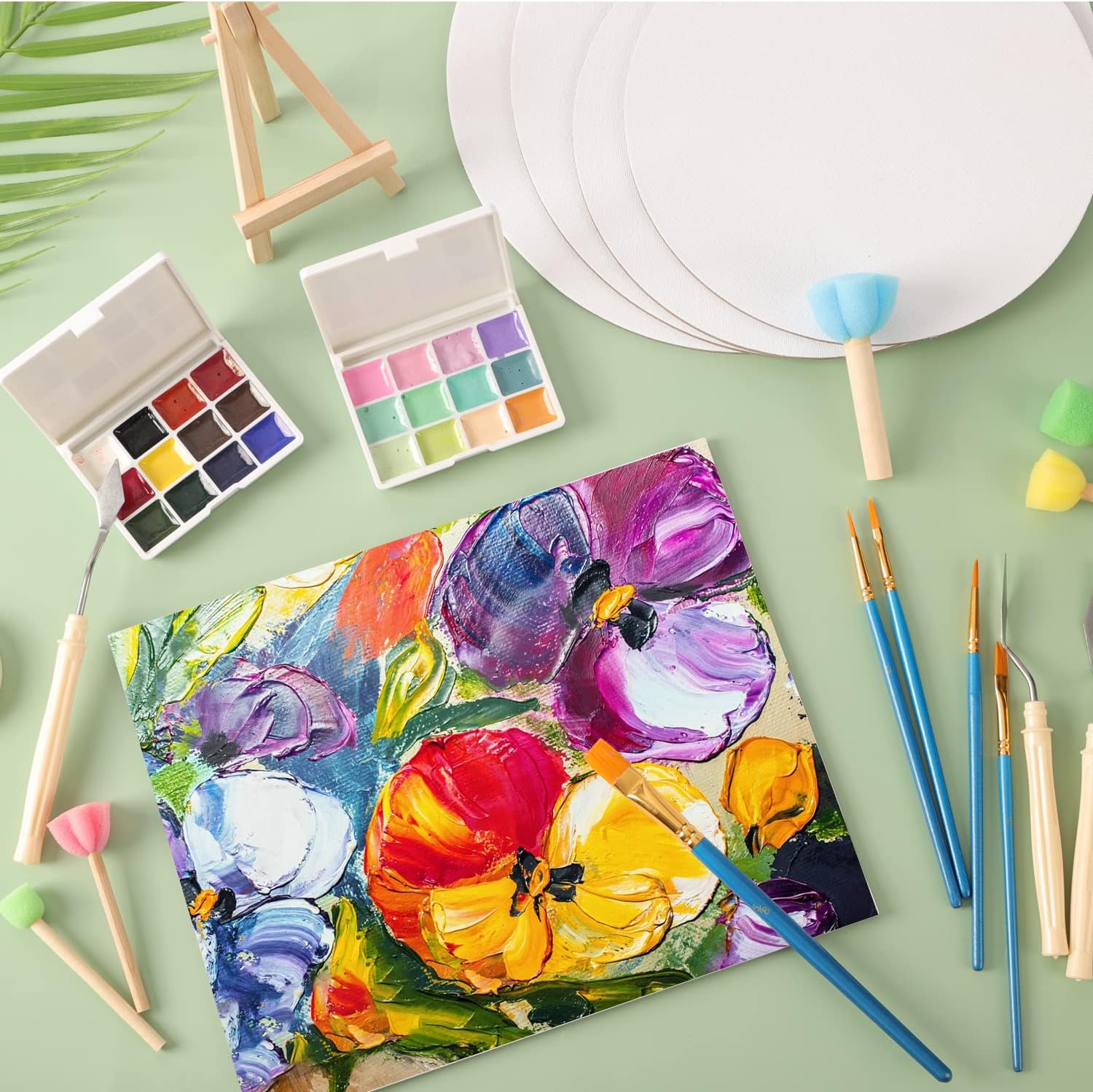 PHUNTTEK 30 Pack Canvas Panels for Painting Art Supplies Kit