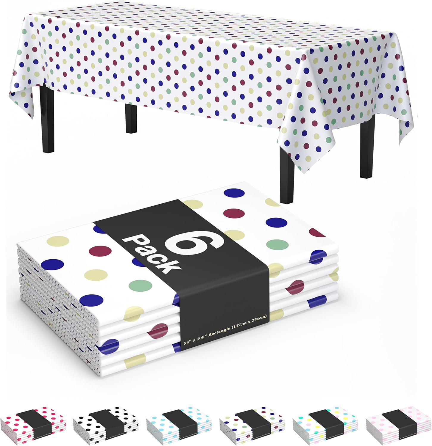 Exquisite Colorful Polka Dot Tablecloths 6-Pack