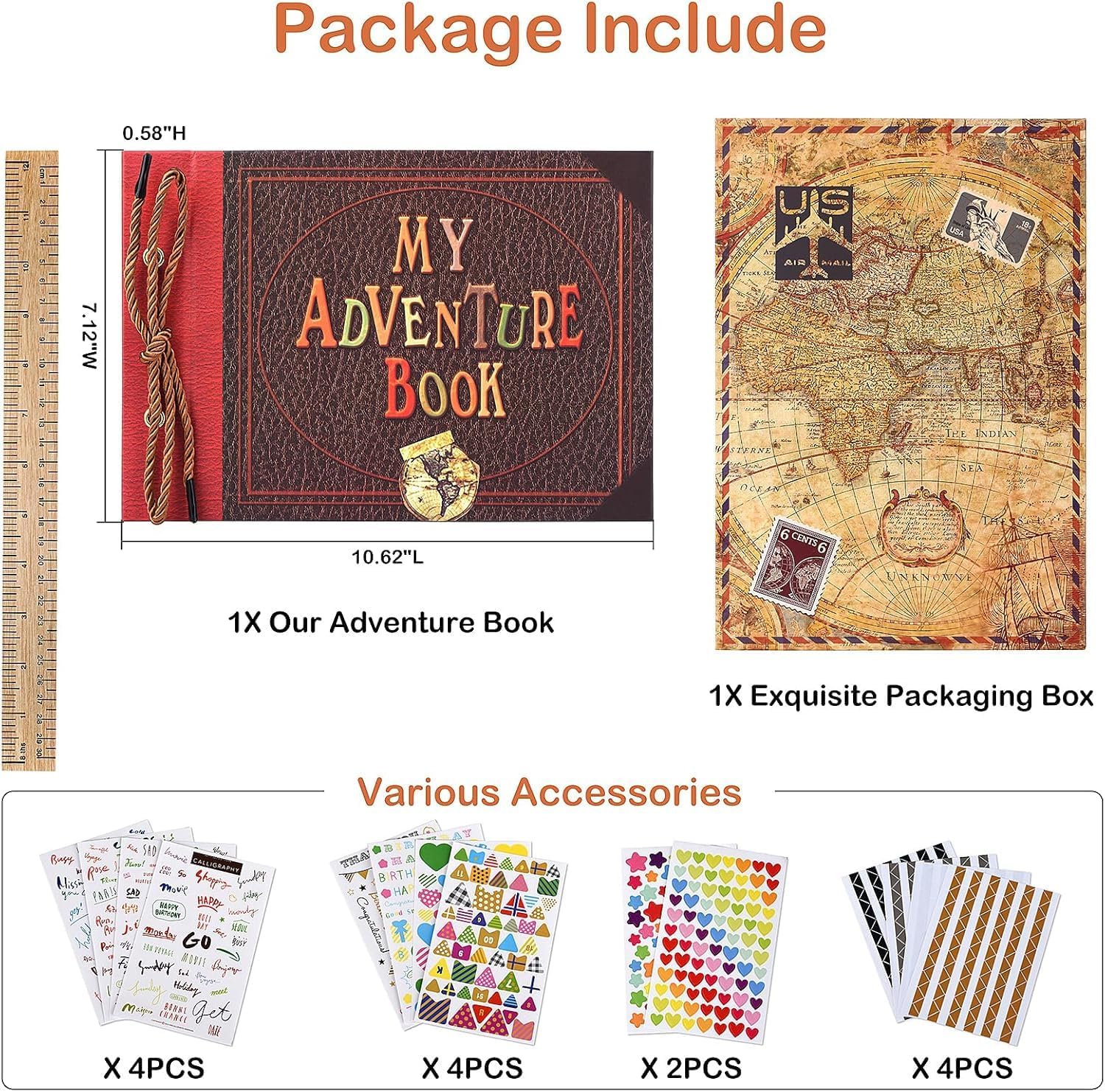 Adventure Book Diary Photo Scrapbook for Couples Travel Wedding Gift