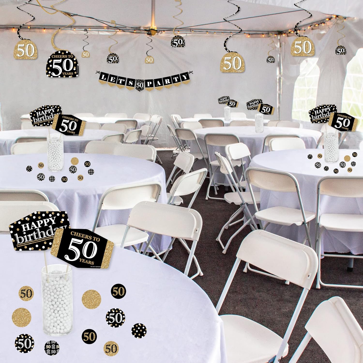 Big Dot of Happiness 50th Birthday Gold Party Decor Kit