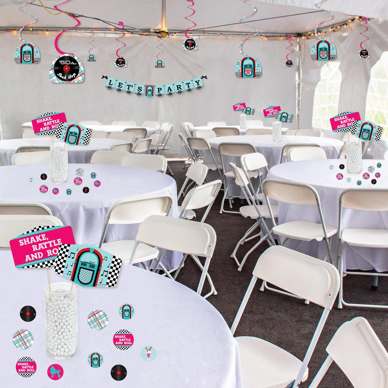 Big Dot of Happiness 50s Sock Hop Party Pack 51 Pieces