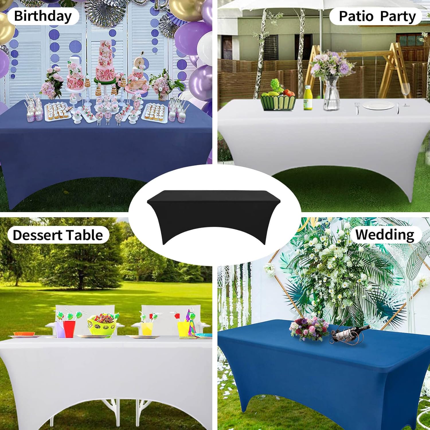 OutdoorLines Stretchy Light Gray Fitted Tablecloth for 4 Foot Table