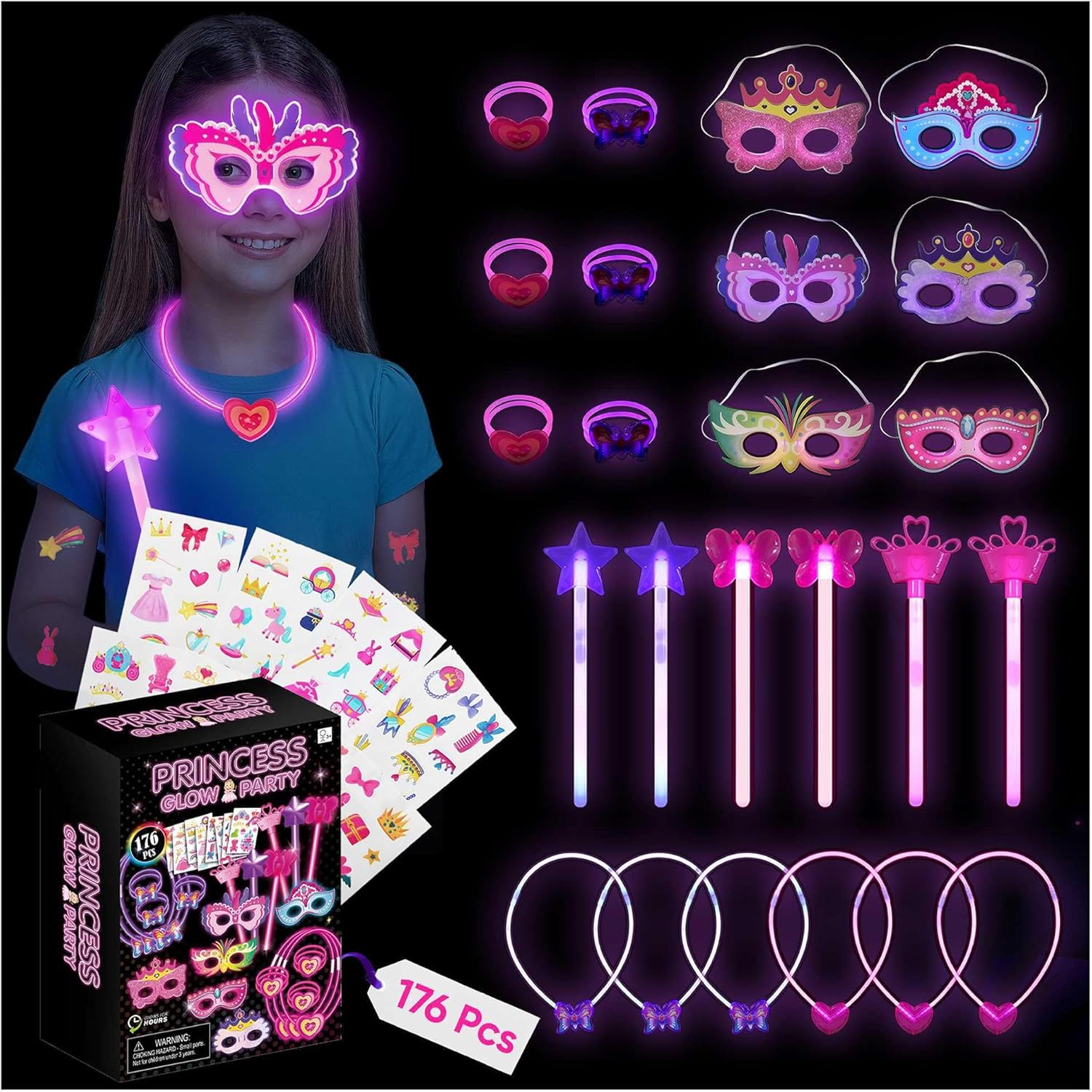 GLO-X Princess Glow Party Pack 176 PCS