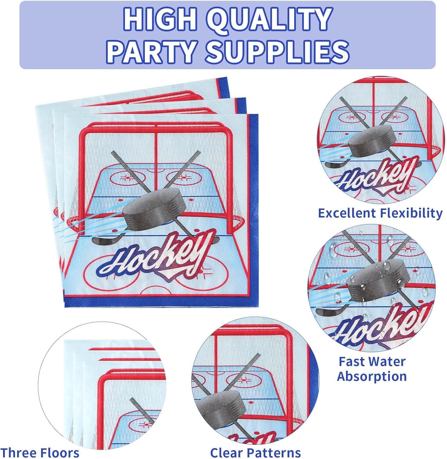 Grencian Hockey Party 96Pcs Plates Napkins Set