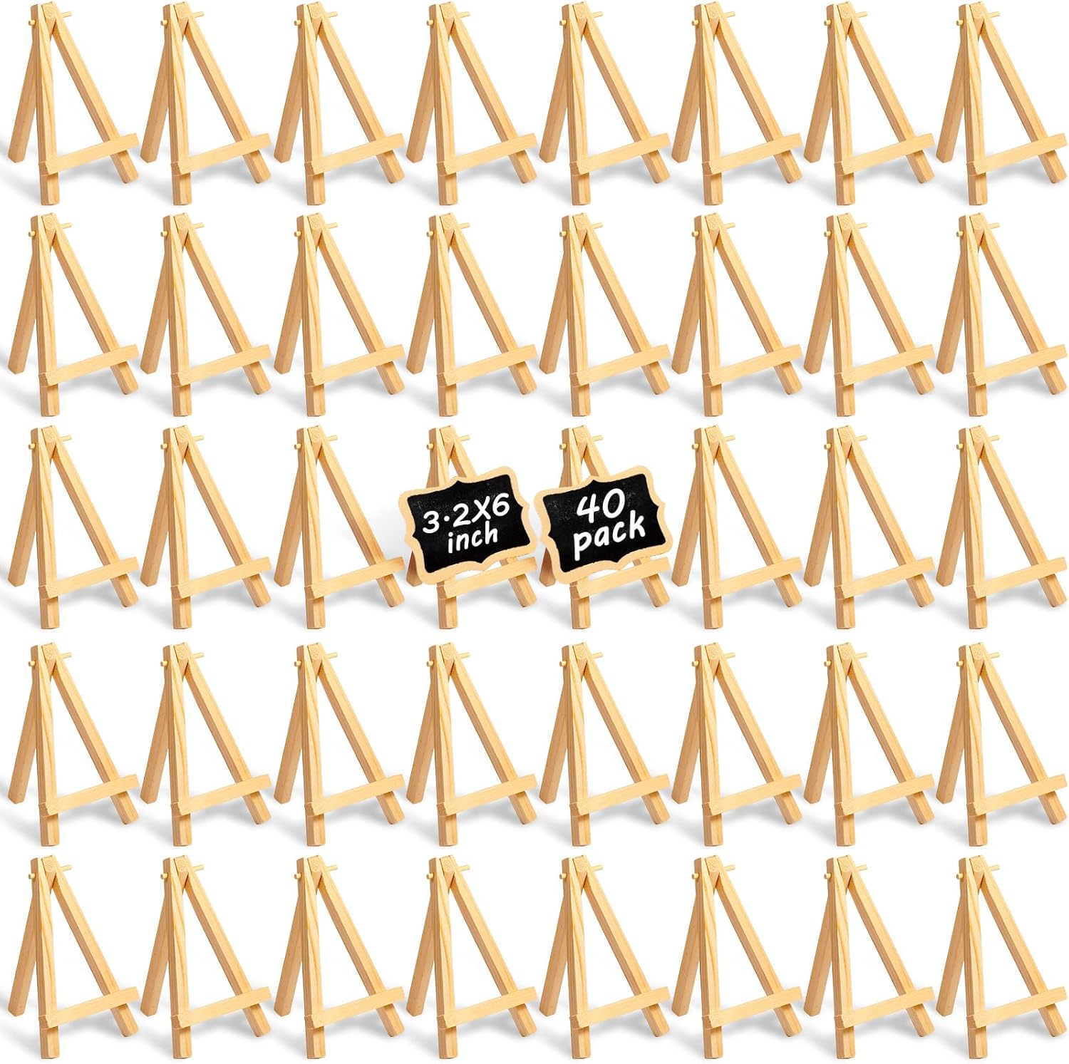 Thenshop 40 Pack 6 Inch Natural Wooden Mini Easel Stand