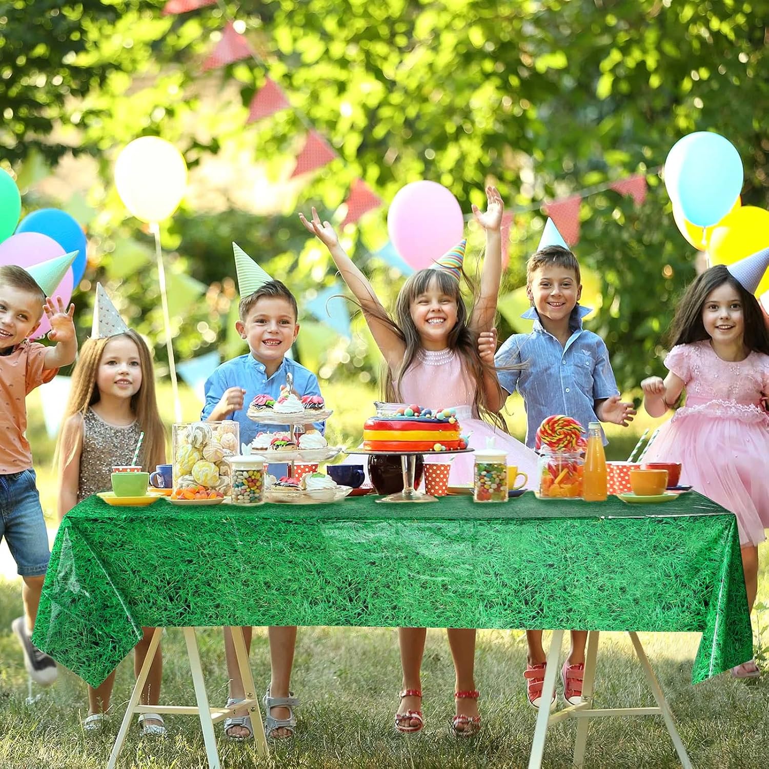 Blulu 3 Pcs Plastic Grass Tablecover 54x108 Green