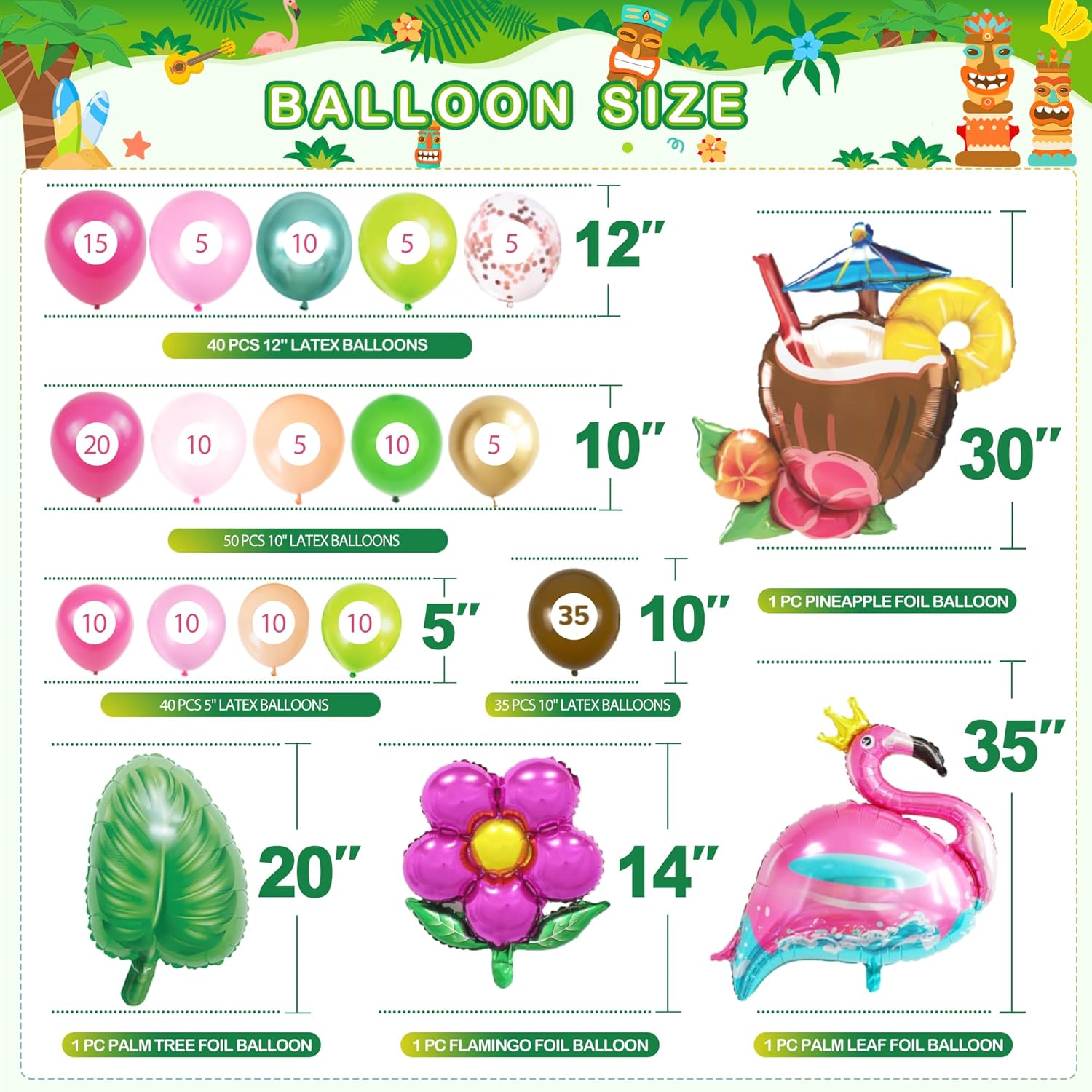 Party Spot 252 Piece Luau Birthday Party Decor Set