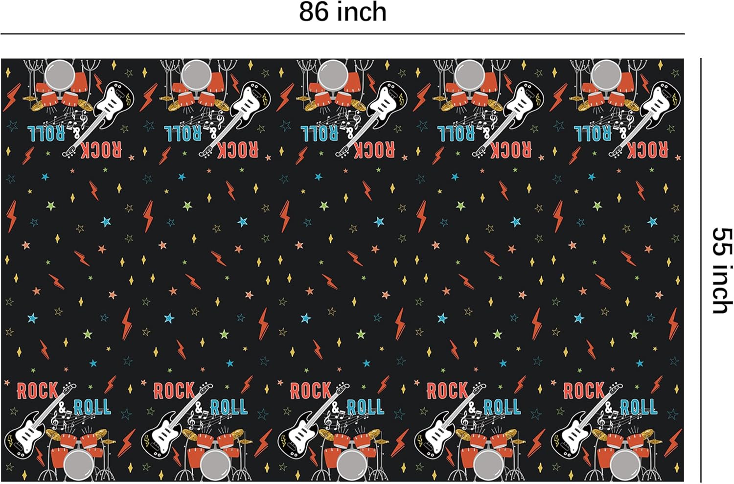 Rock and Roll Party Decorations Tablecloth 3pcs