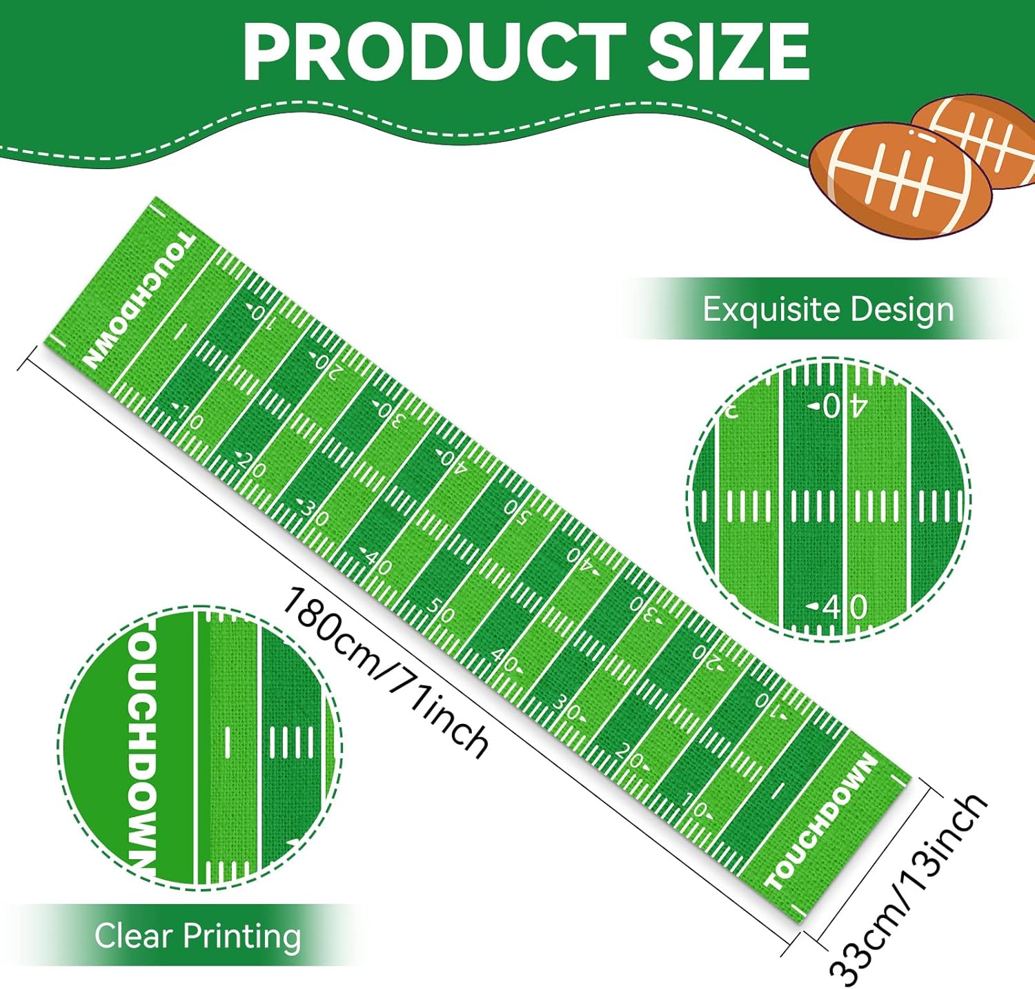 2PCS Football Table Runner Decor For Party And Dining