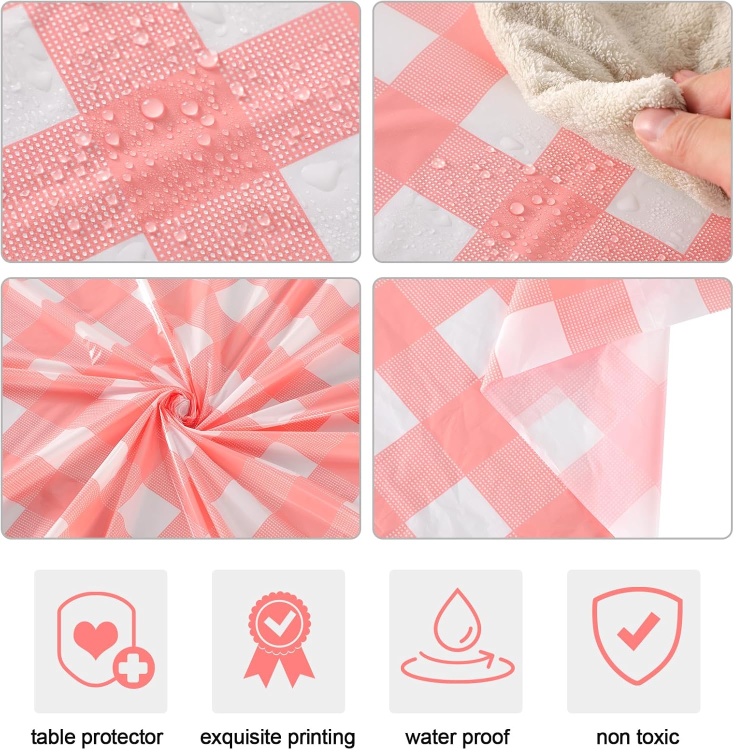 6 Pcs Disposable Plaid Tablecloth for Picnic and Events