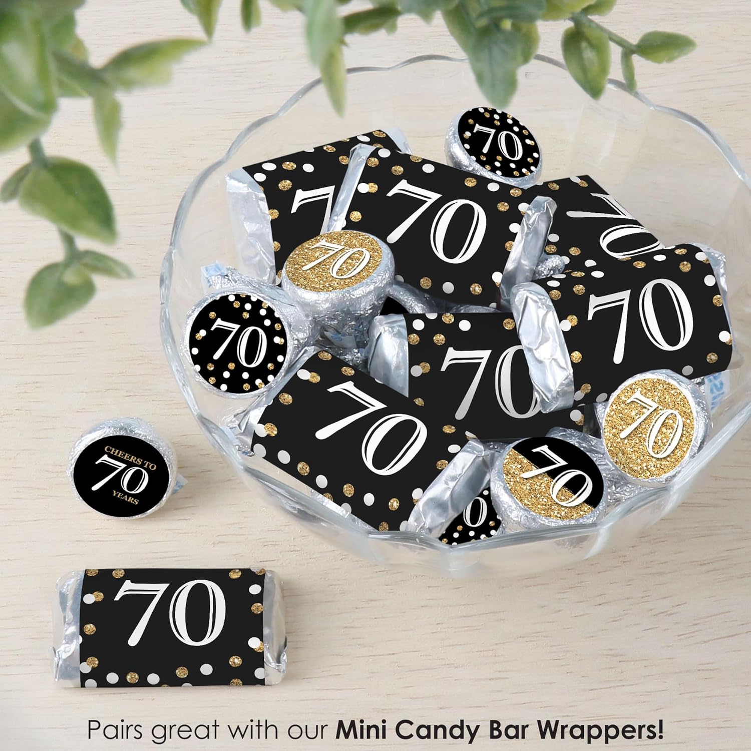 Big Dot of Happiness 70th Birthday Gold Candy Stickers