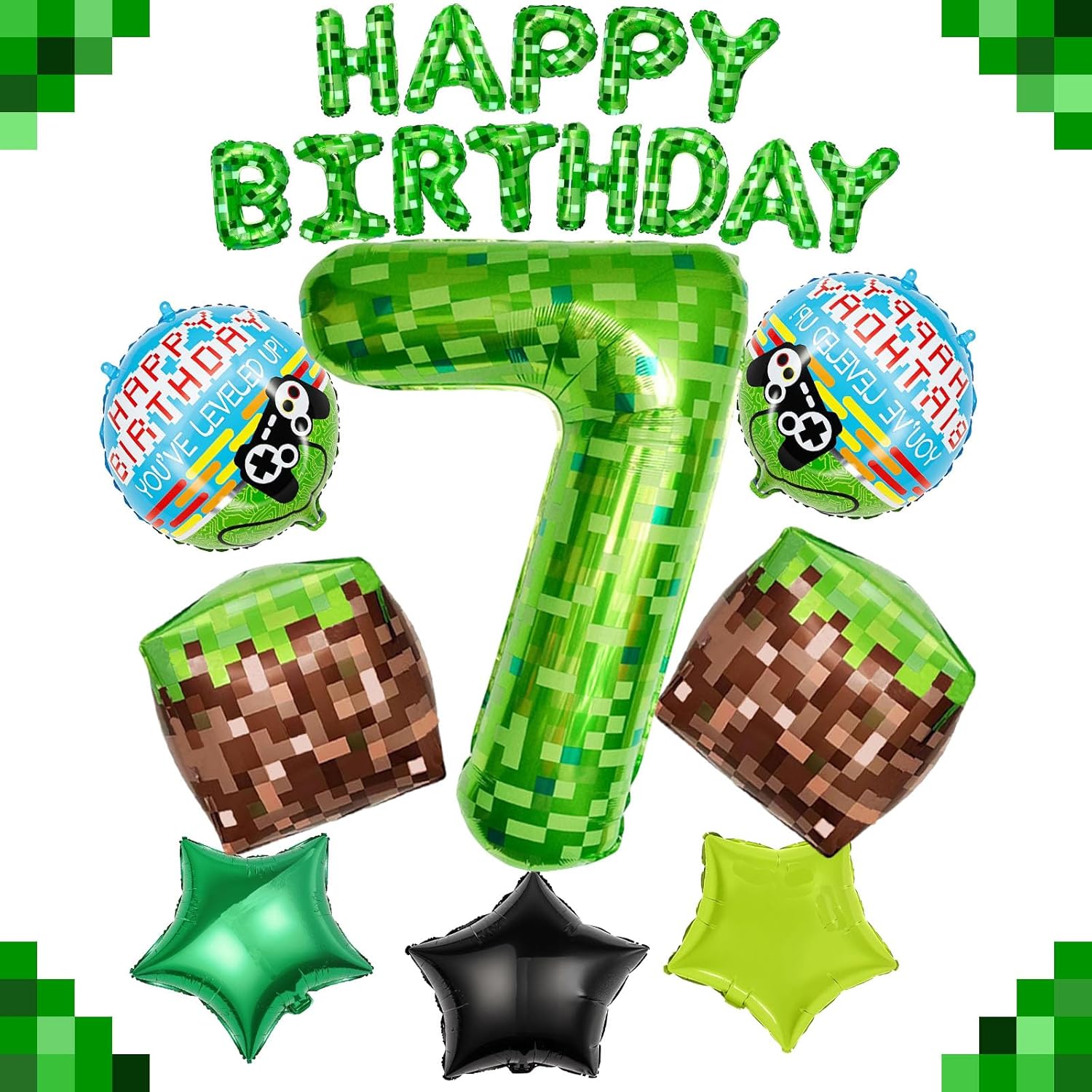 40 Inch Green Number 7 Balloon Set for Gaming Party