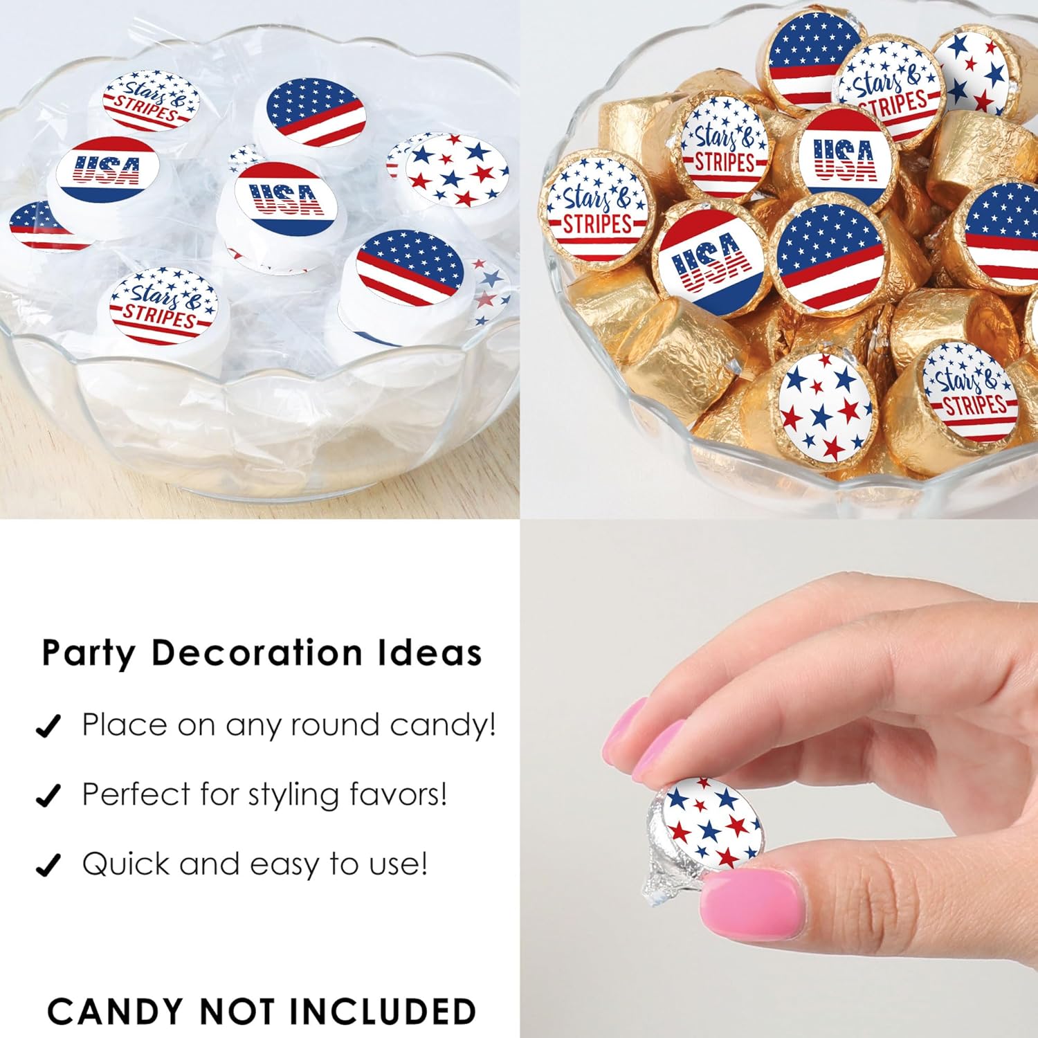 Big Dot of Happiness Stars Stripes Candy Stickers - 324 Count