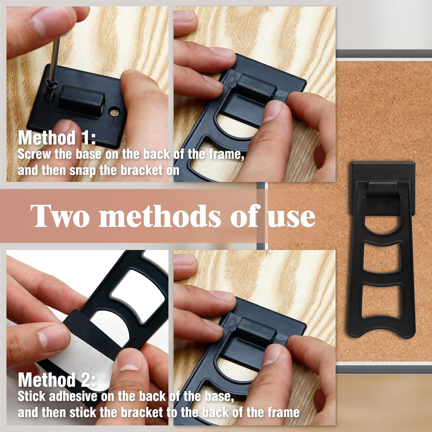 4 Inch Black Plastic Easel Back Stand 12 Pcs
