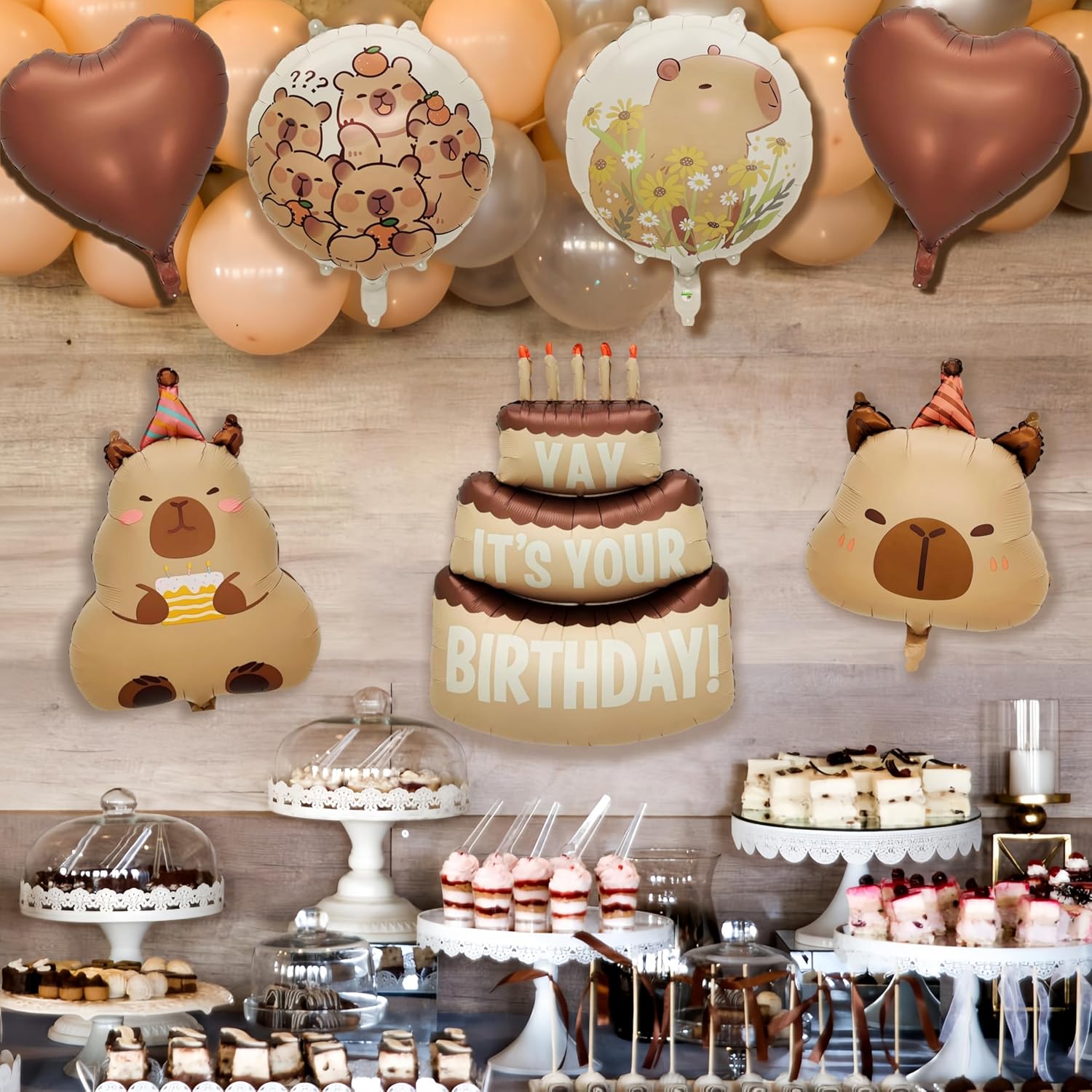 Capybara Birthday Foil Balloon Set - 8 Piece
