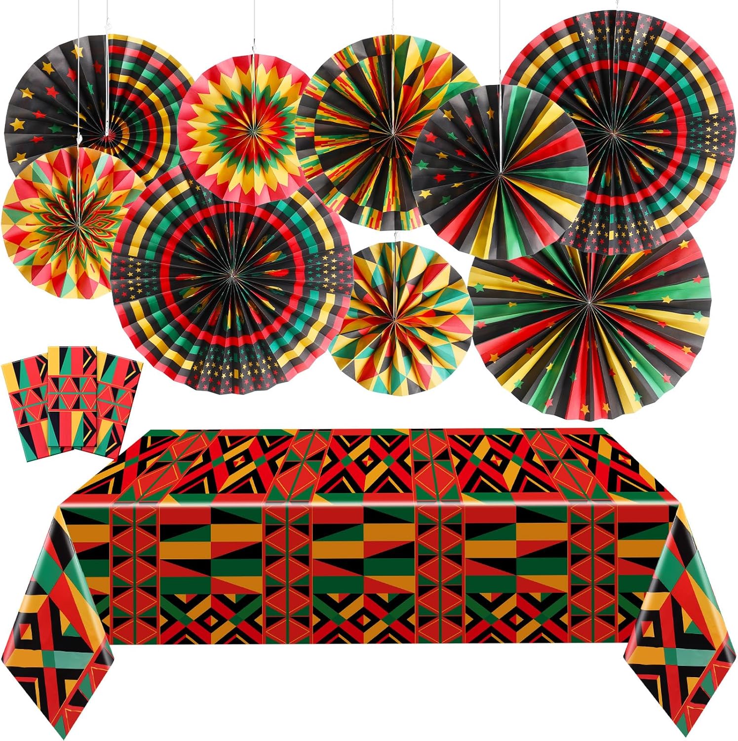 Frienda Juneteenth Party Decor Set with Fans and Tablecloths