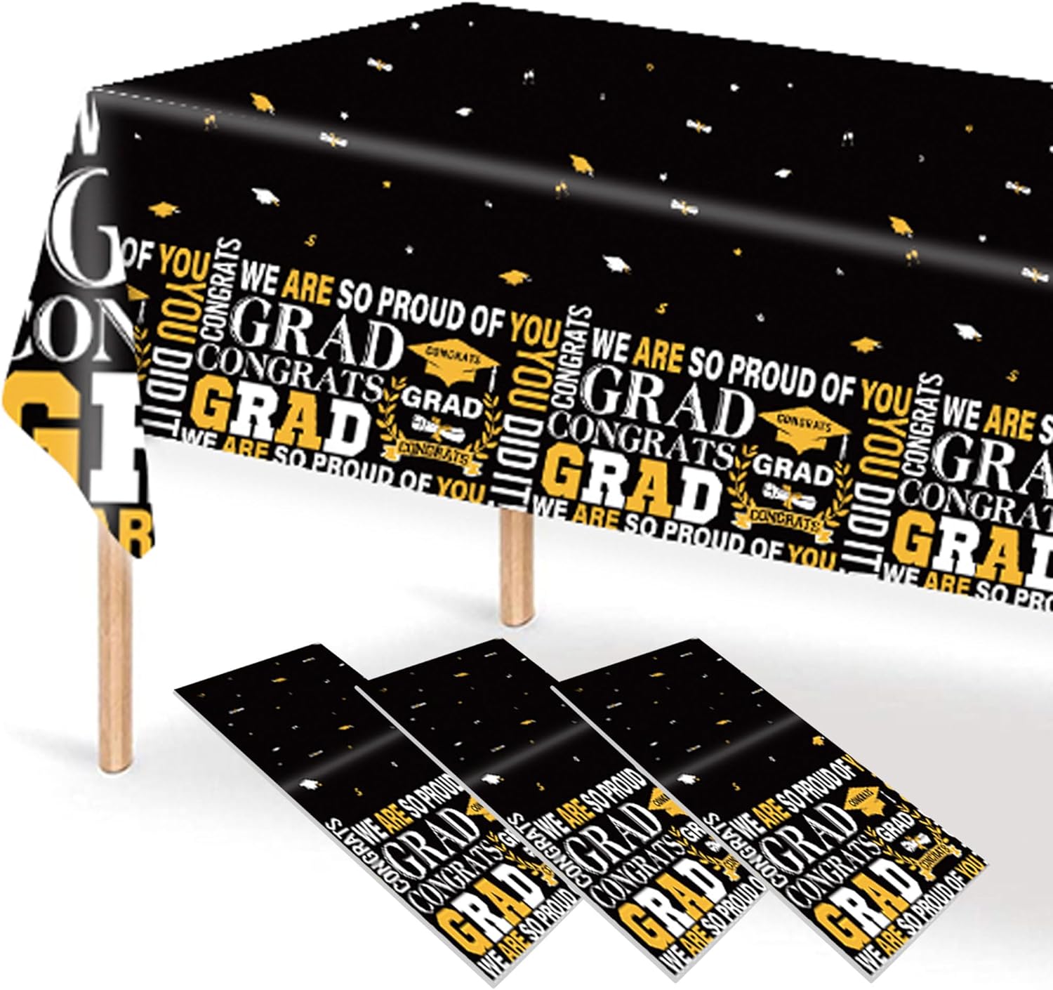 Graduation Tablecloth Class of 2025 3 pcs Black Tablecovers