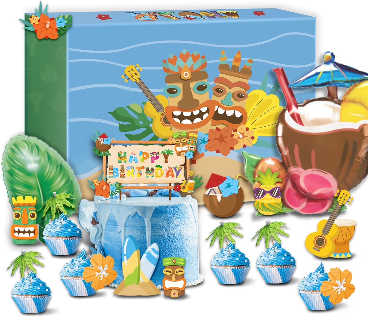 Party Spot 252 Piece Luau Birthday Party Decor Set