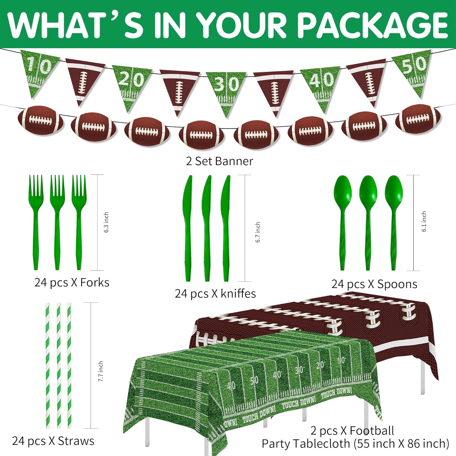 Aribra Football Party Decorations Set for 24 Guests