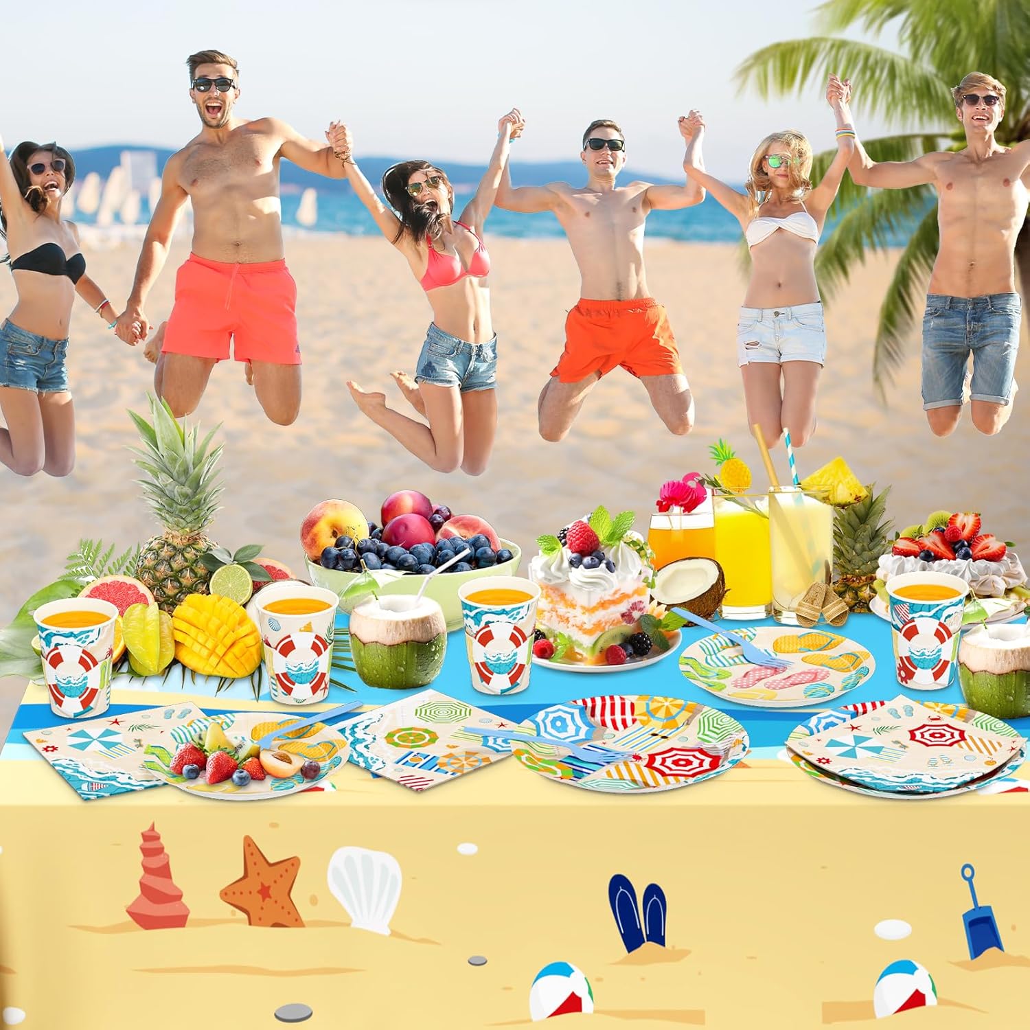 DYLIVeS Summer Party Supplies Pack for 24 Guests