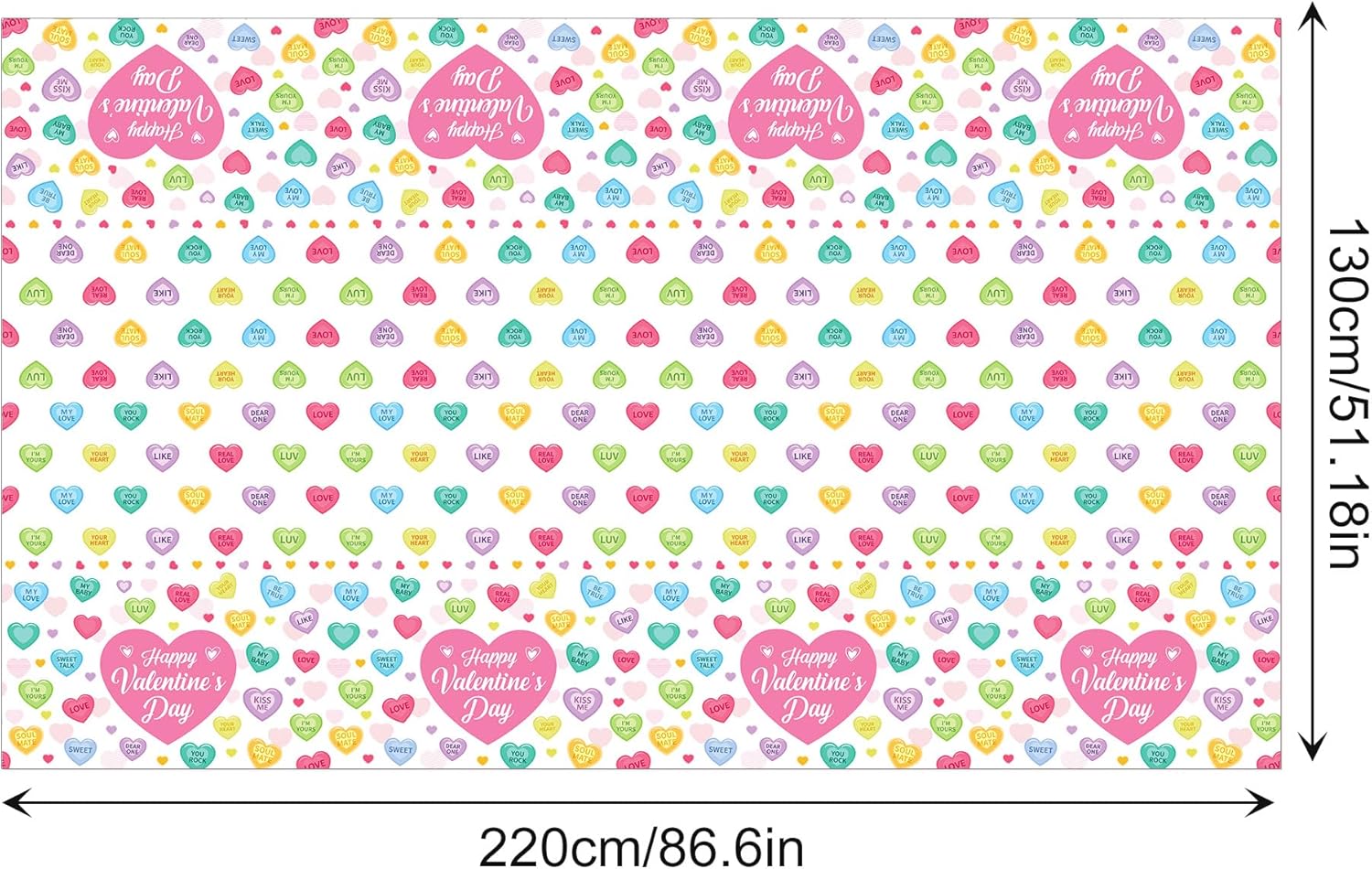 Love Heart Pattern Disposable Tablecloths for Valentine Day