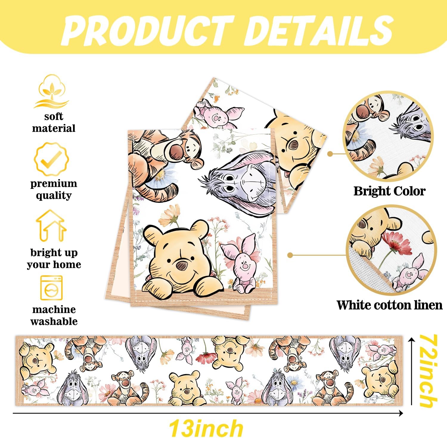 Winnie Baby Shower Tablecloth for Kids Birthday Party