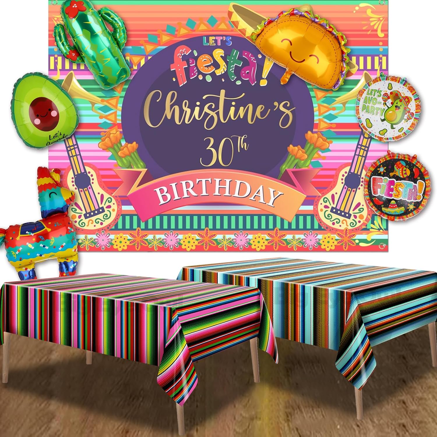 2 Pcs Mexican Fiesta Tablecloth Birthday Party Decorations