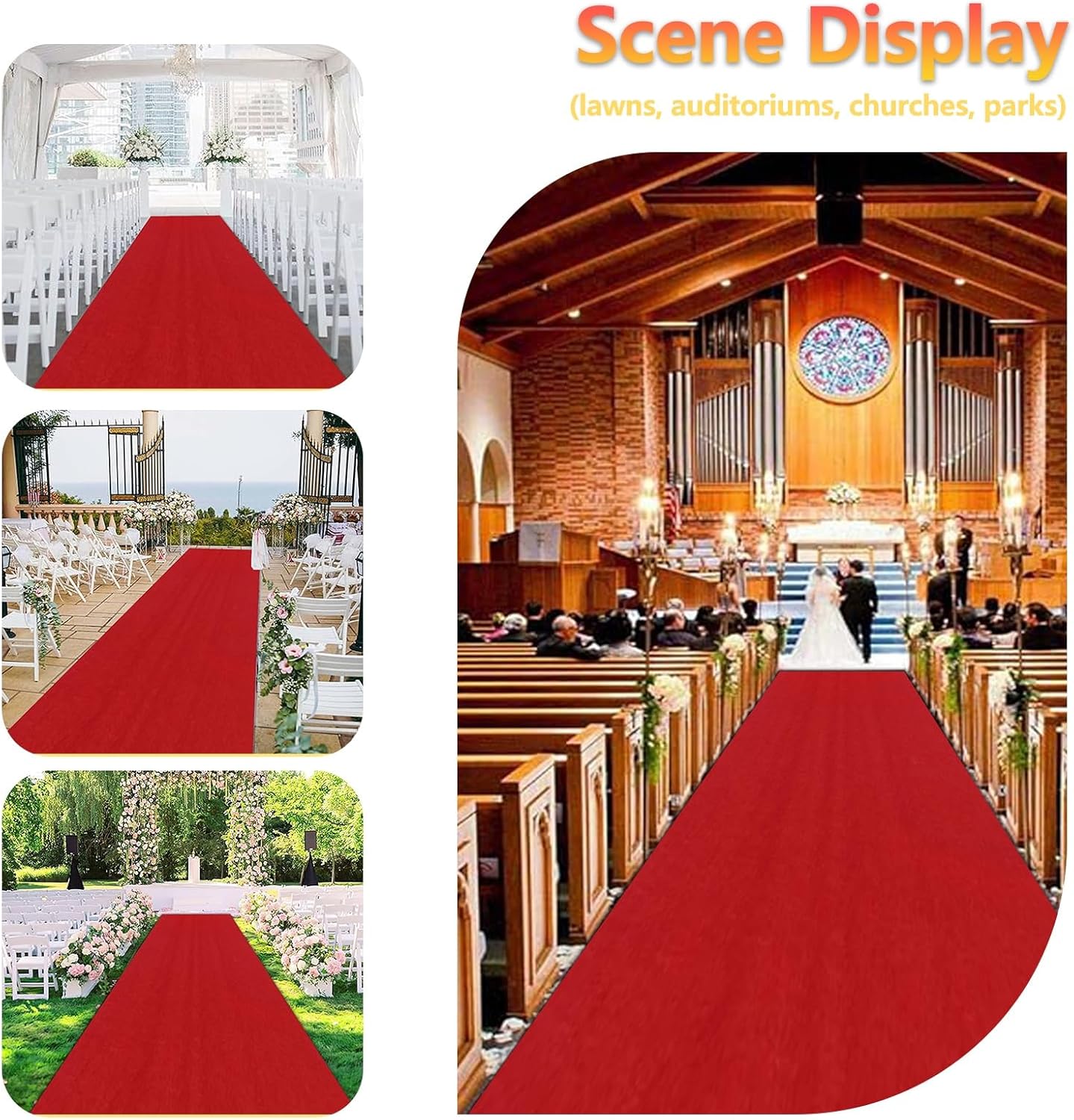 2mm Red Aisle Runner Carpet for Weddings and Events