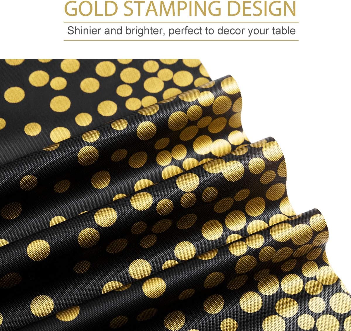 HOMIX 6 Pack Black and Gold Tablecloths for Rectangle Tables