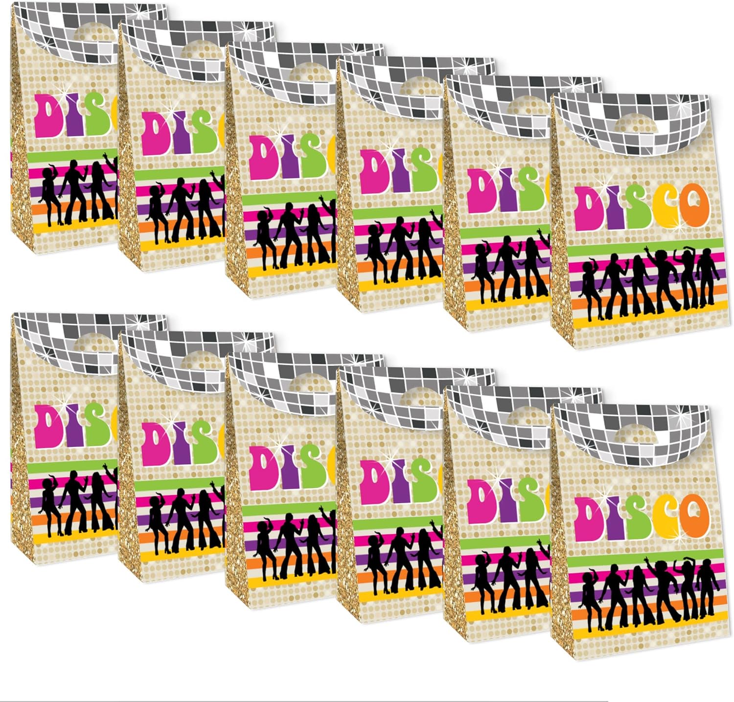 Big Dot of Happiness 70s Disco Party Favor Bag Set of 12