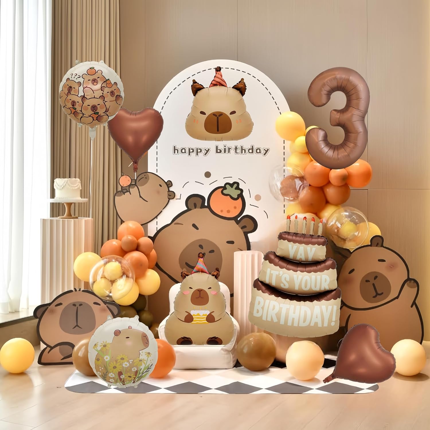 Capybara Birthday Foil Balloon Set - 8 Piece