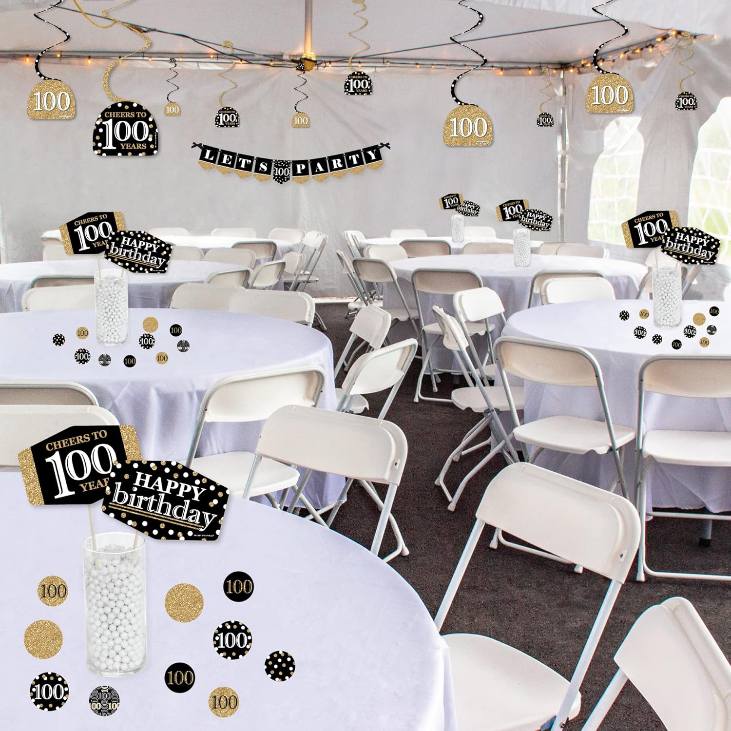 Big Dot of Happiness 100th Birthday Gold Decor Pack