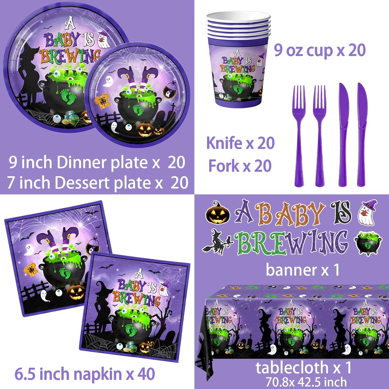 Halloween Baby Shower Decorations - 142pcs Party Set