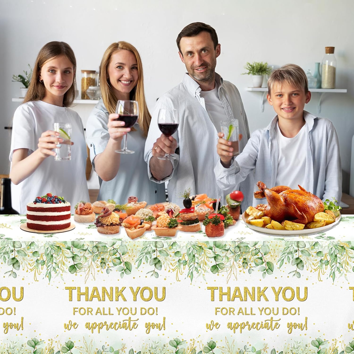 3 Pack Sage Green Thank You Tablecloths