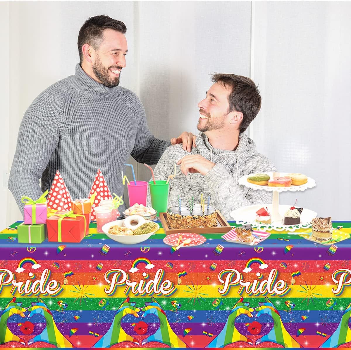 CMUSKO Pride Tablecloth - 3 Pack Rainbow Party Table Cover