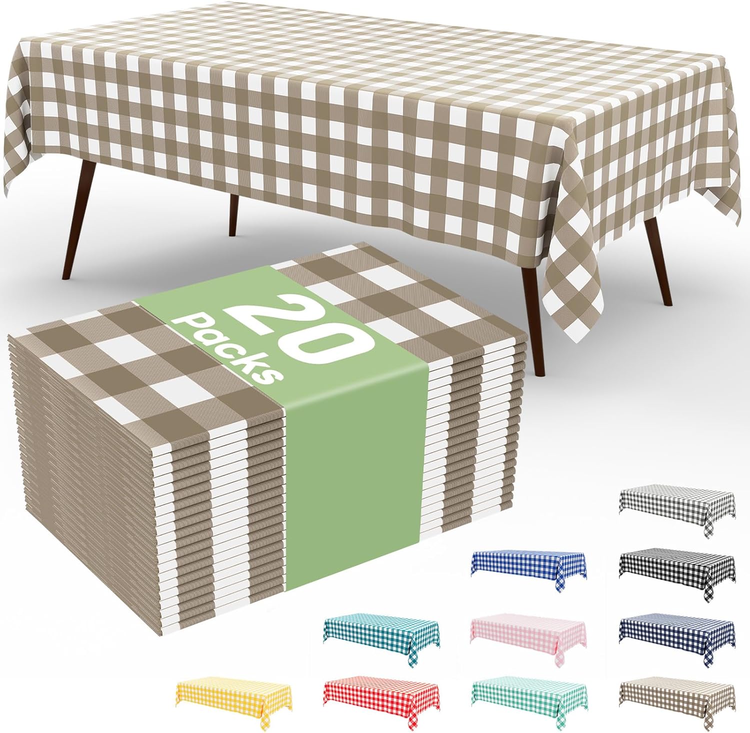 Misaya 20 Pack Buffalo Tablecloths 54x108 Inch Waterproof