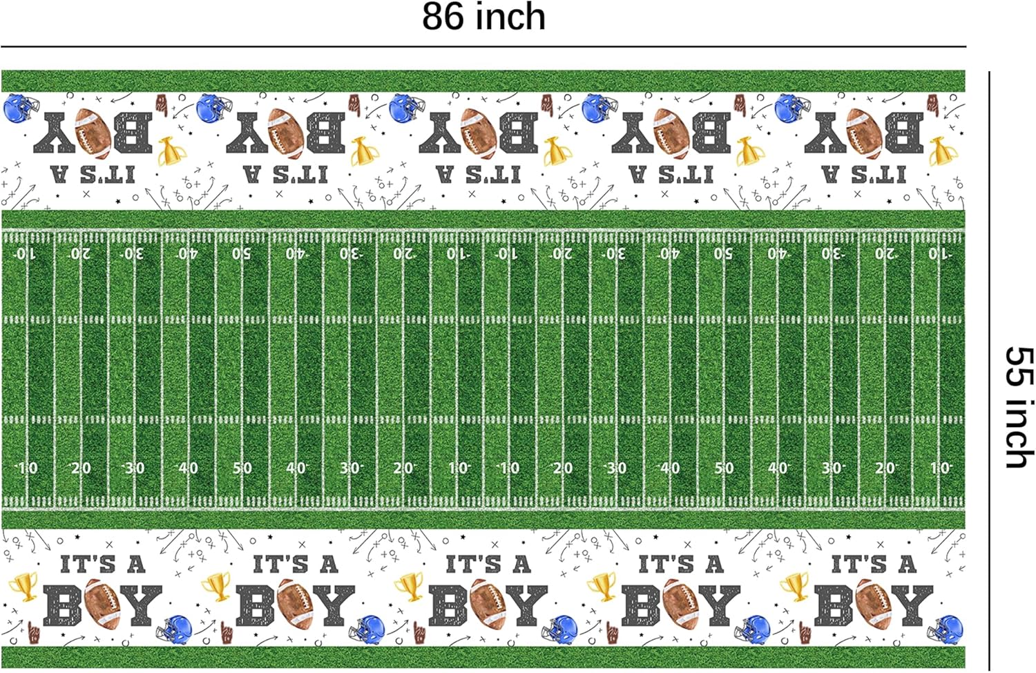 Football Baby Shower Tablecloth Set - 3Pack 86x55in