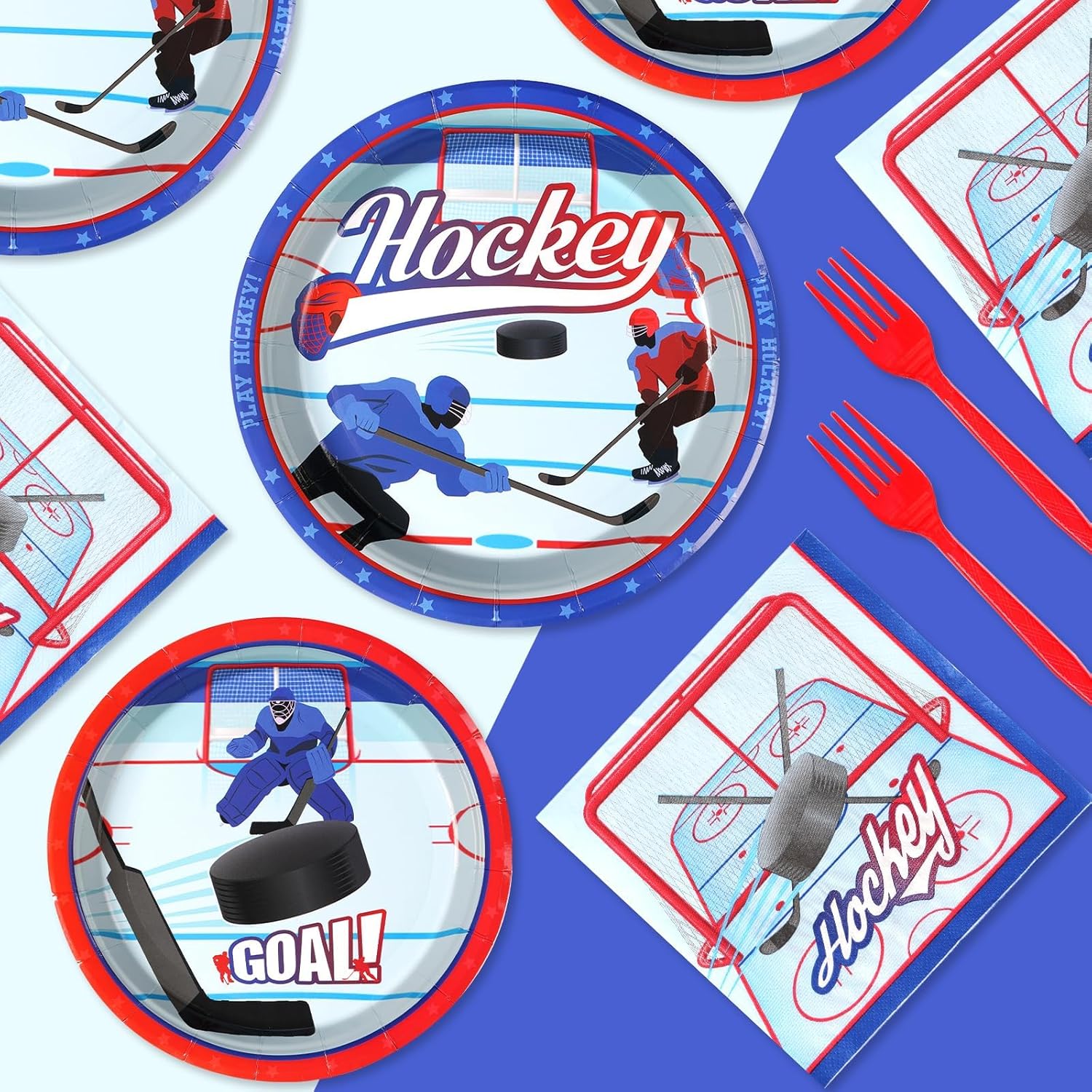 Grencian Hockey Party 96Pcs Plates Napkins Set