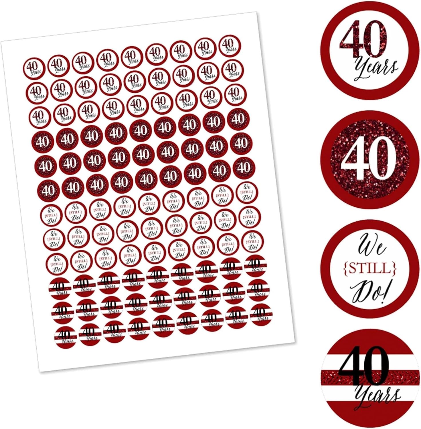 We Still Do 40th Wedding Anniversary Candy Sticker Favor Labels
