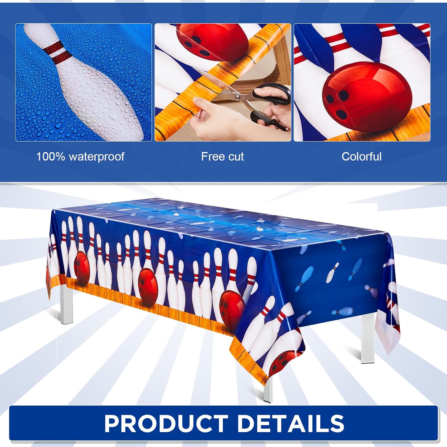 Preboun 2 Pcs Bowling Tablecloth 51x87 Inches