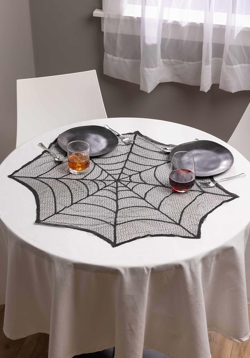 Fun Costumes Halloween Spider Web Table Cover Black Lace